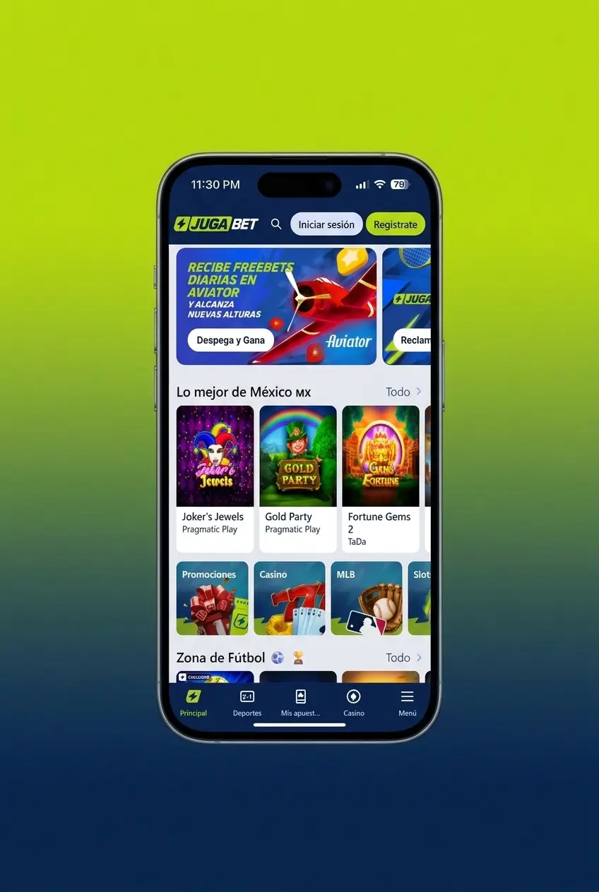 Pantalla de registro en la app Jugabet con opciones por correo, teléfono o red social para crear cuenta en México